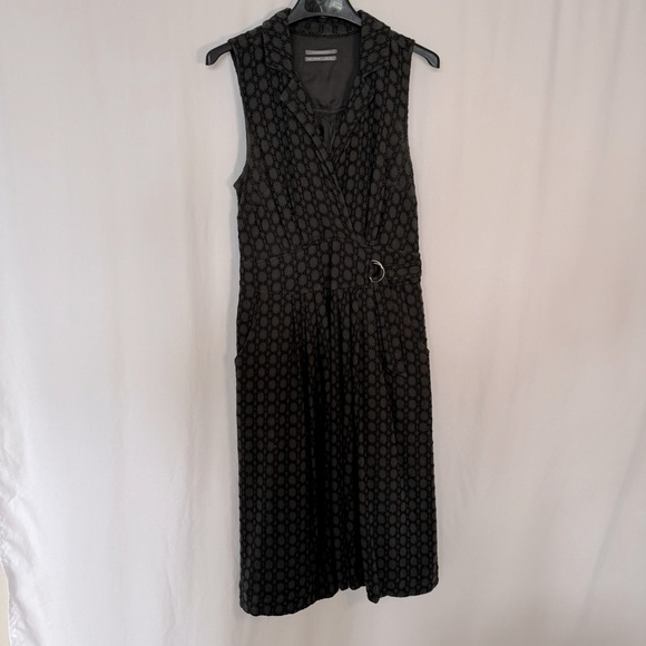 Anthropologie Charcoal Gray A-Line Collared Wrap Dress - with pockets!! - Picture 1 of 7